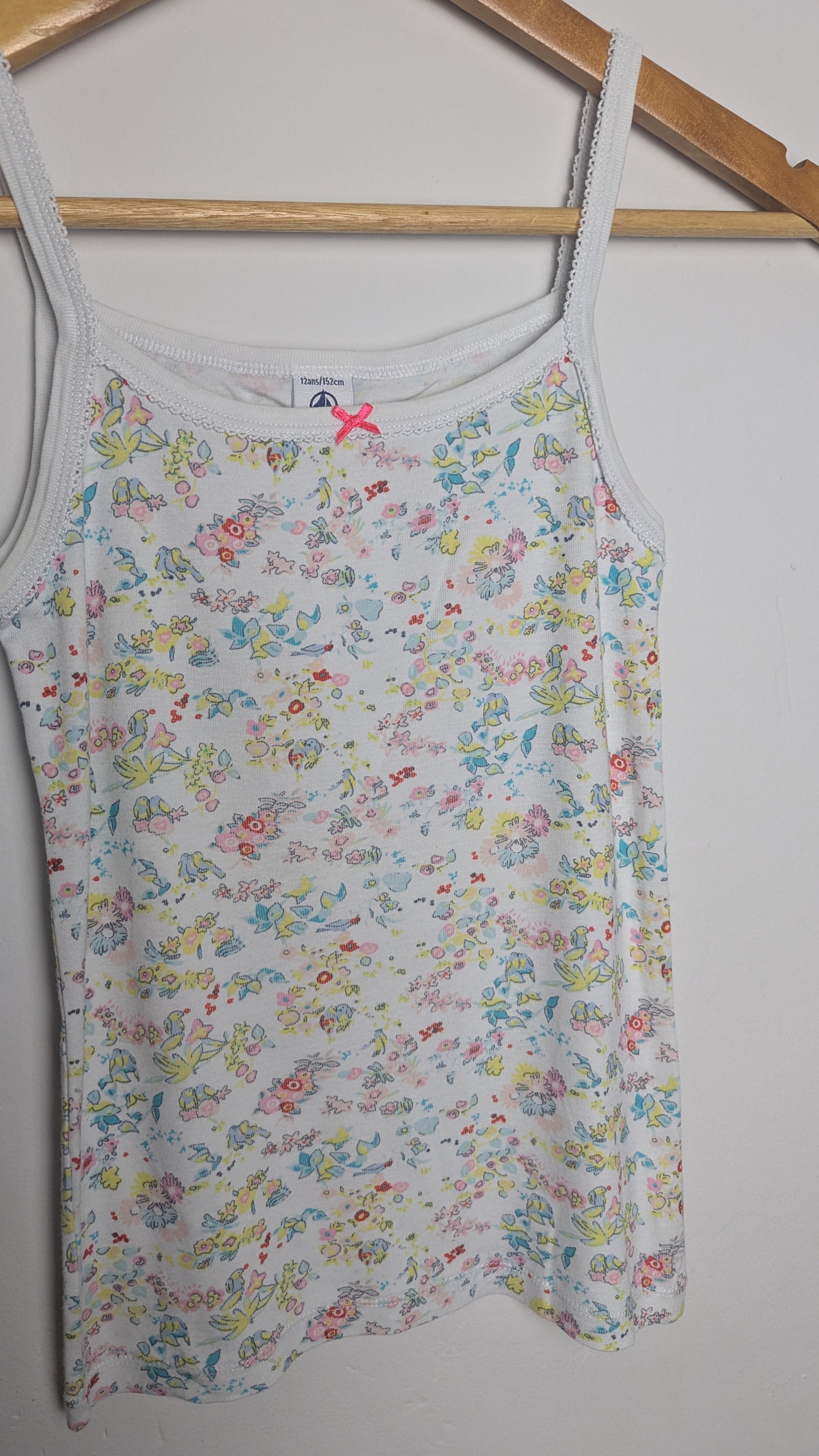 Petit Bateau White Floral Vest - Girls 12 Years - Little Ones Preloved. Second Hand Children's & Preloved Baby, Kids, Girls & Boys Clothes. UK online