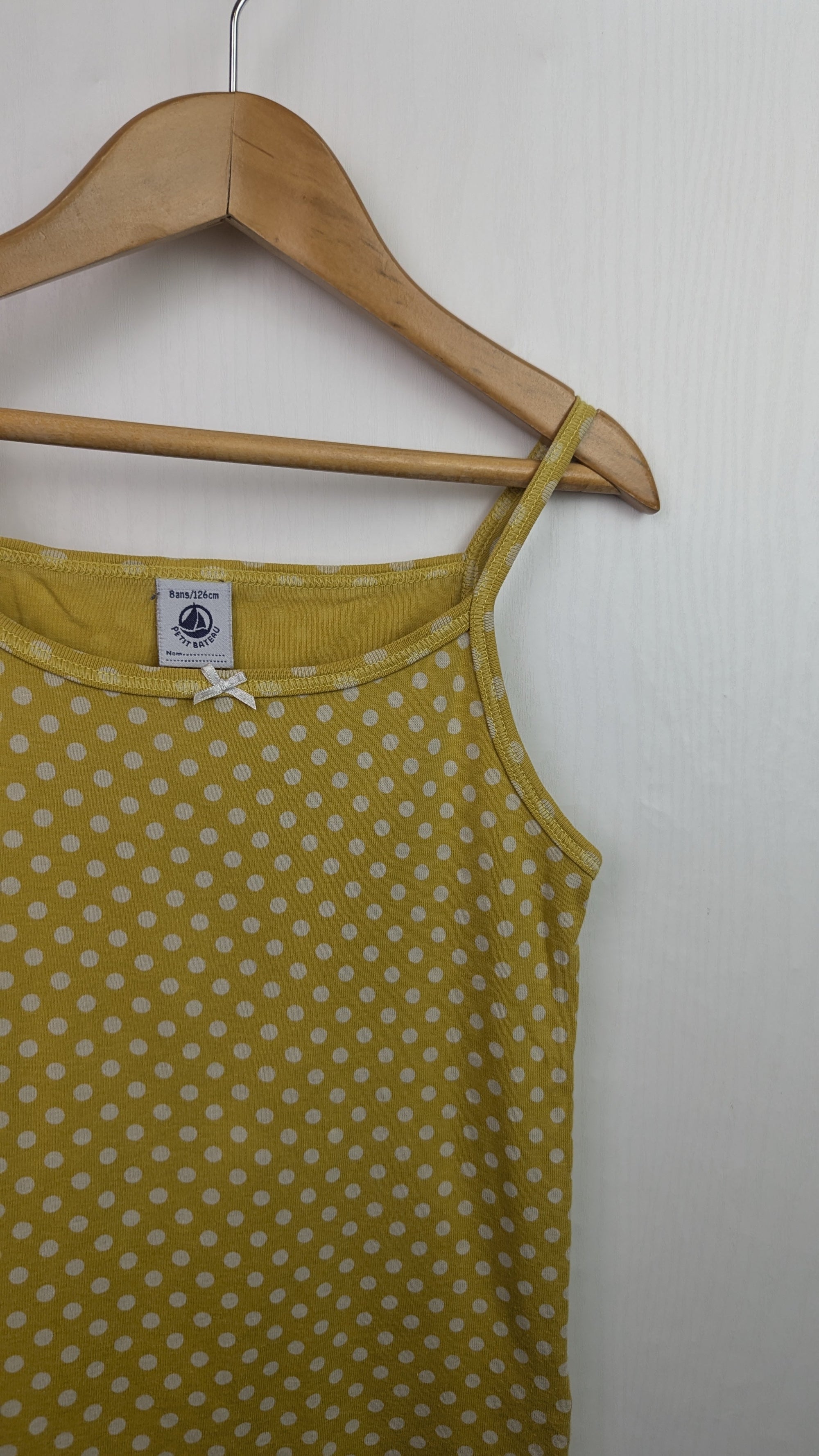 Petit Bateau Yellow Spotty Vest Top - Girls 8 Years - Little Ones Preloved. Second Hand Children's & Preloved Baby, Kids, Girls & Boys Clothes. UK online