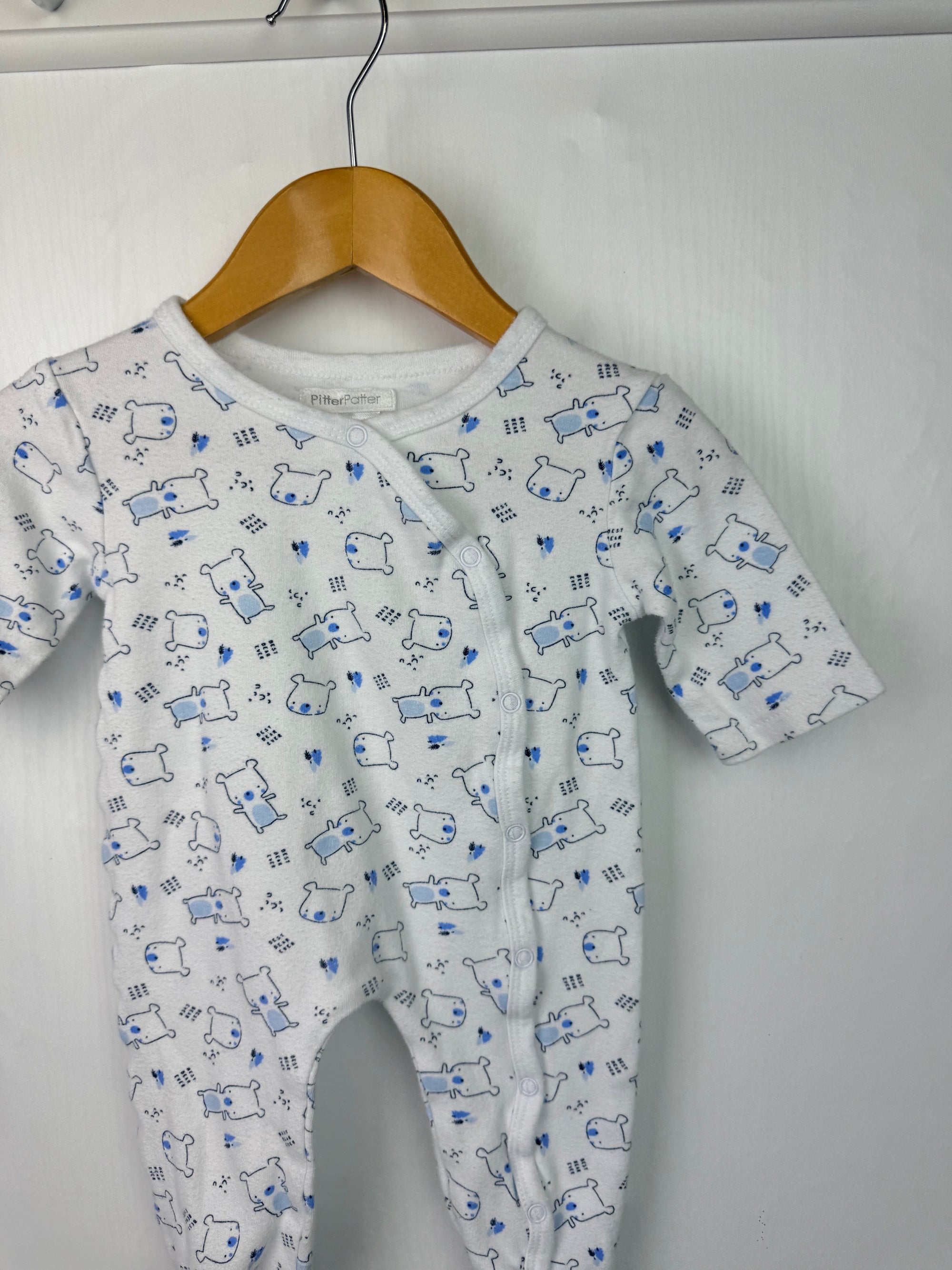 Pitter Patter Bear Sleepsuit - Boys 3 - 6 Months - Little Ones Preloved. Second Hand Children's & Preloved Baby, Kids, Girls & Boys Clothes. UK online