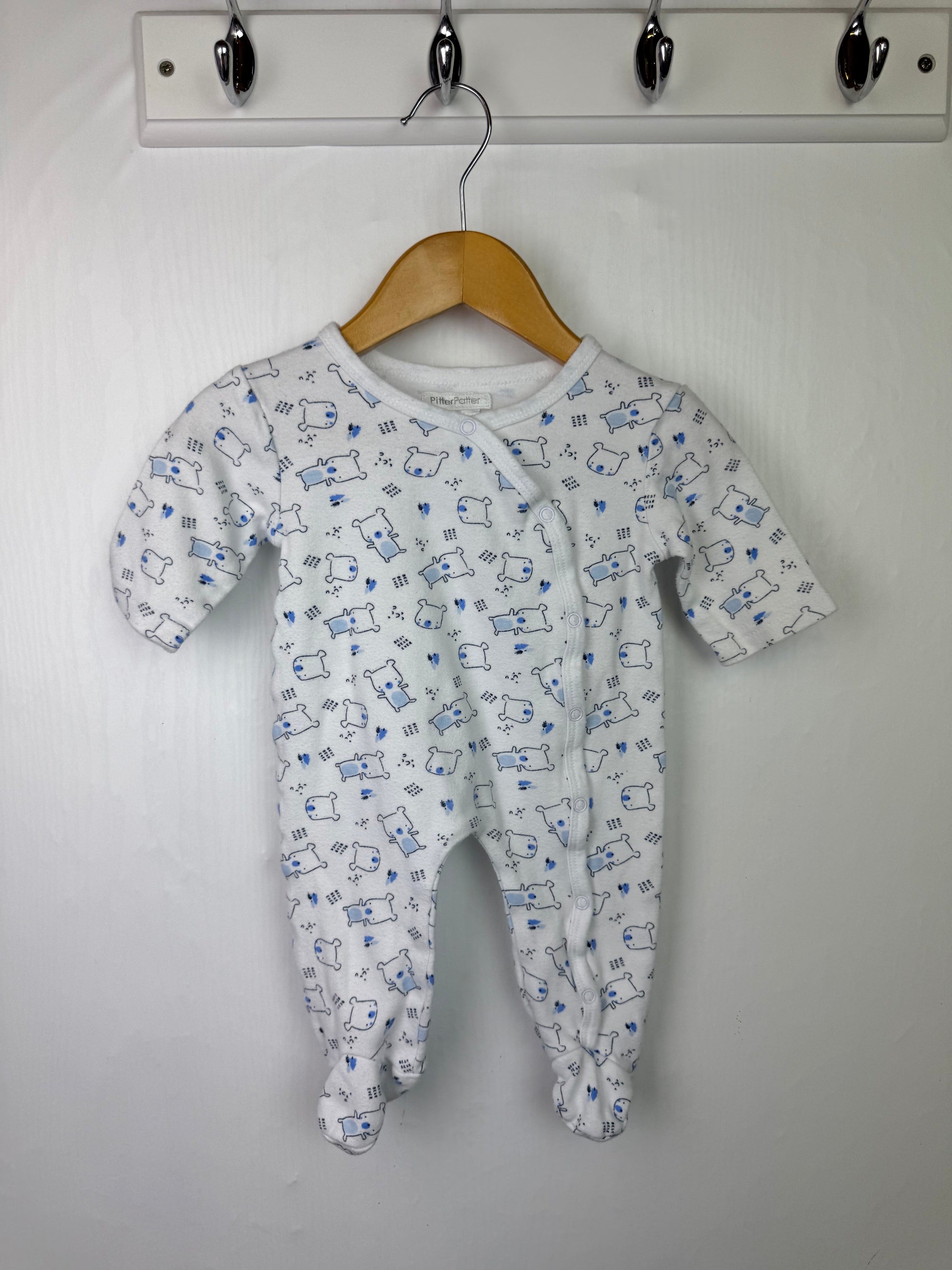 Pitter Patter Bear Sleepsuit - Boys 3 - 6 Months - Little Ones Preloved. Second Hand Children's & Preloved Baby, Kids, Girls & Boys Clothes. UK online