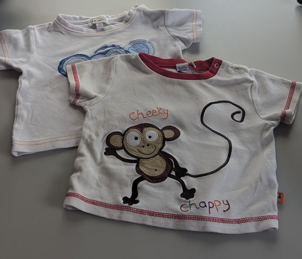 PLAYWEAR Monkey Tops - Boys 6-9 Months Babaluno & Babble Boom Used, Preloved, Preworn & Second Hand Baby, Kids & Children's Clothing UK Online. Cheap affordable. Brands including Next, Joules, Nutmeg Morrisons, TU, F&F, H&M.