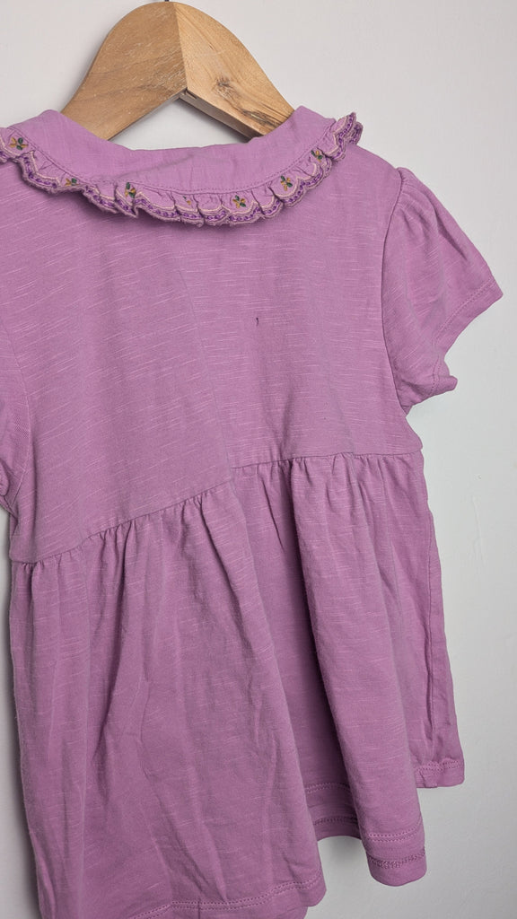 PLAYWEAR Next Purple Floral Collar Top - Girls 5-6 Years Little Ones Preloved Used, Preloved, Preworn Baby, Girls & Boys Clothes. Kids & Children's second hand Clothing UK Online. Cheap affordable. Brands including Next, Joules, Nutmeg Morrisons, TU, F&F, H&M.