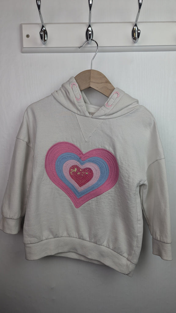 PLAYWEAR Peacocks White Heart Hoodie - Girls 2-3 Years Peacocks Used, Preloved, Preworn & Second Hand Baby, Kids & Children's Clothing UK Online. Cheap affordable. Brands including Next, Joules, Nutmeg Morrisons, TU, F&F, H&M.