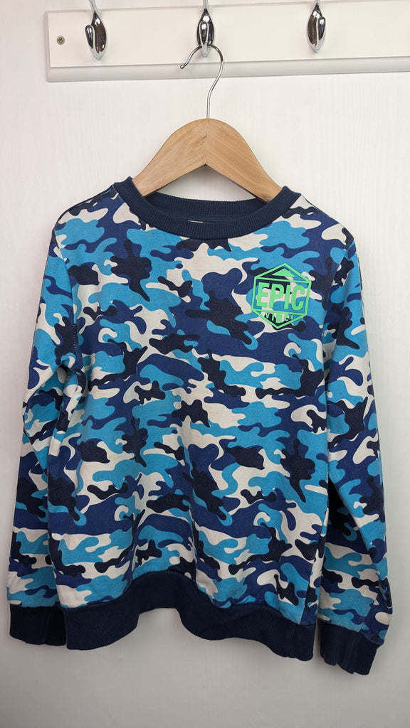 PLAYWEAR Pep & Co Blue Camo Jumper - Boys 8-9 Years Pep & Co Used, Preloved, Preworn & Second Hand Baby, Kids & Children's Clothing UK Online. Cheap affordable. Brands including Next, Joules, Nutmeg Morrisons, TU, F&F, H&M.