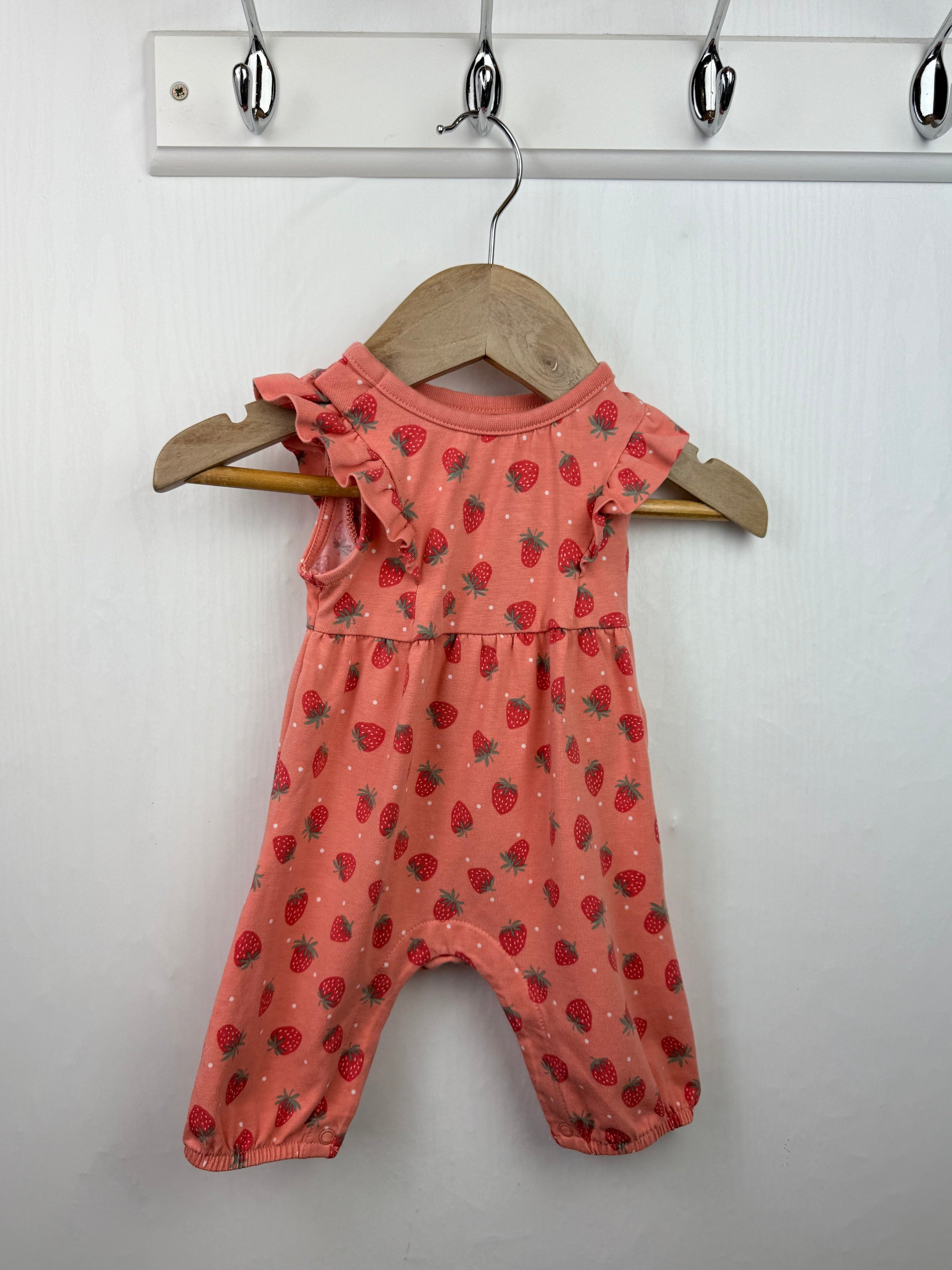 Polarn O. Pyret Strawberry Romper - Baby Girls 0 - 1 Month - Little Ones Preloved. Second Hand Children's & Preloved Baby, Kids, Girls & Boys Clothes. UK online