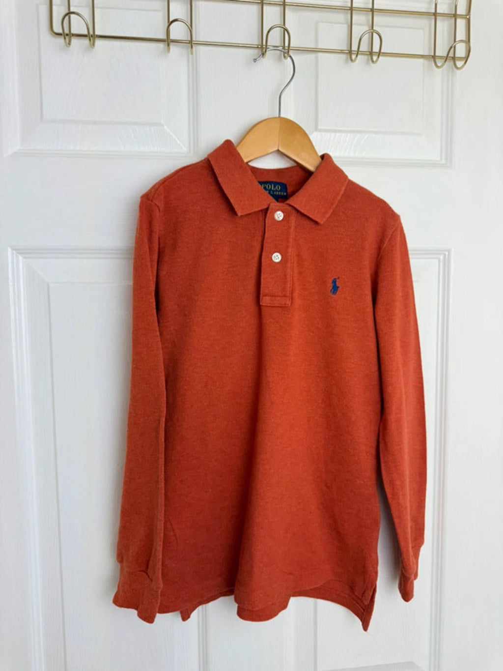 Polo Ralph Lauren Burnt Orange Long Sleeve Polo Shirt - Boys 6 Years - Little Ones Preloved. Second Hand Children's & Preloved Baby, Kids, Girls & Boys Clothes. UK online
