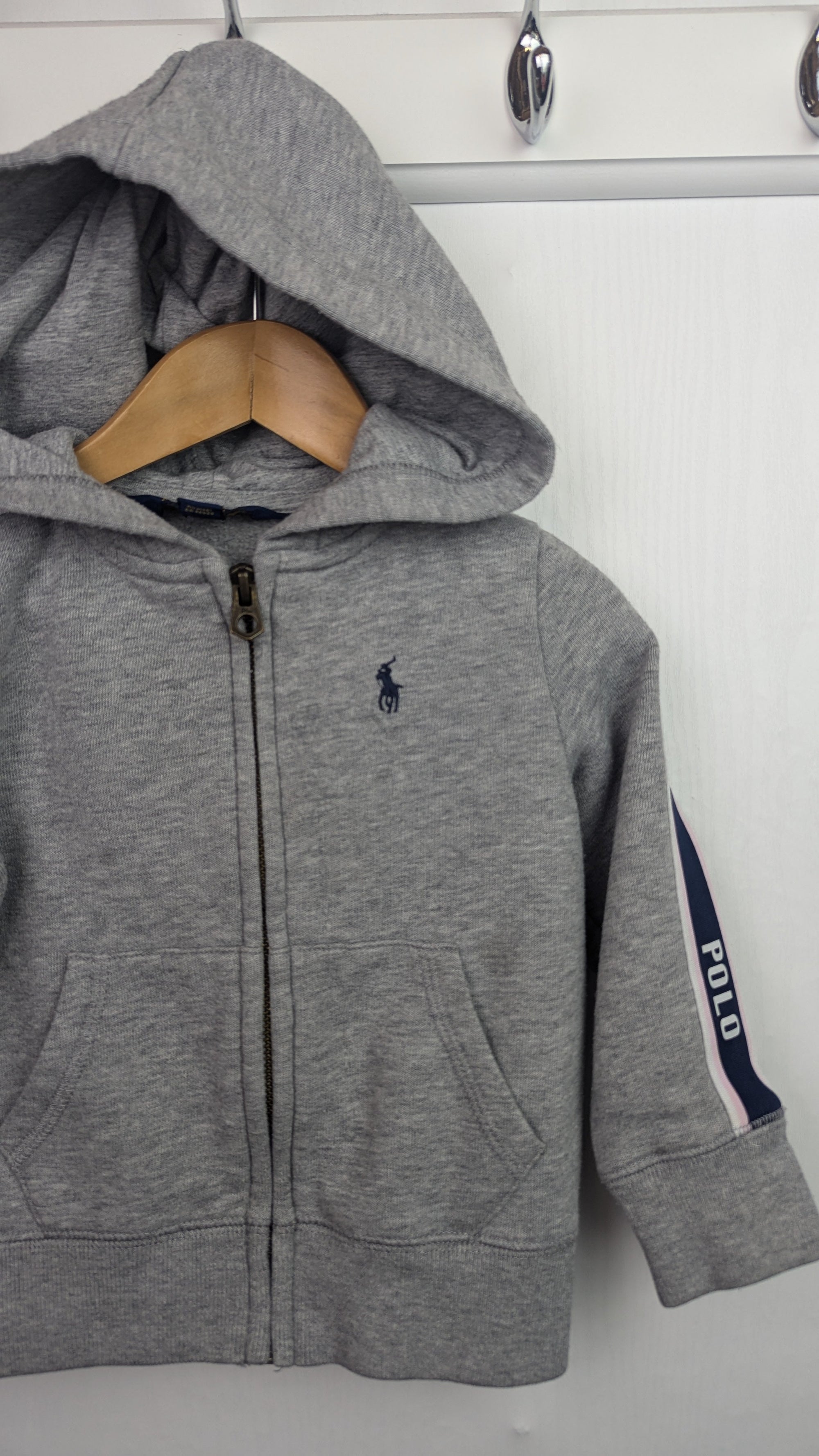Polo Ralph Lauren Pink & Grey Zipped Hoodie - Girls 2 Years - Little Ones Preloved. Second Hand Children's & Preloved Baby, Kids, Girls & Boys Clothes. UK online