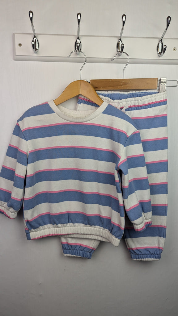 Primark Blue & Pink Jumper & Joggers Set - Girls 12-18 Months Little Ones Preloved Used, Preloved, Preworn & Second Hand Baby, Kids & Children's Clothing UK Online. Cheap affordable. Brands including Next, Joules, Nutmeg Morrisons, TU, F&F, H&M.