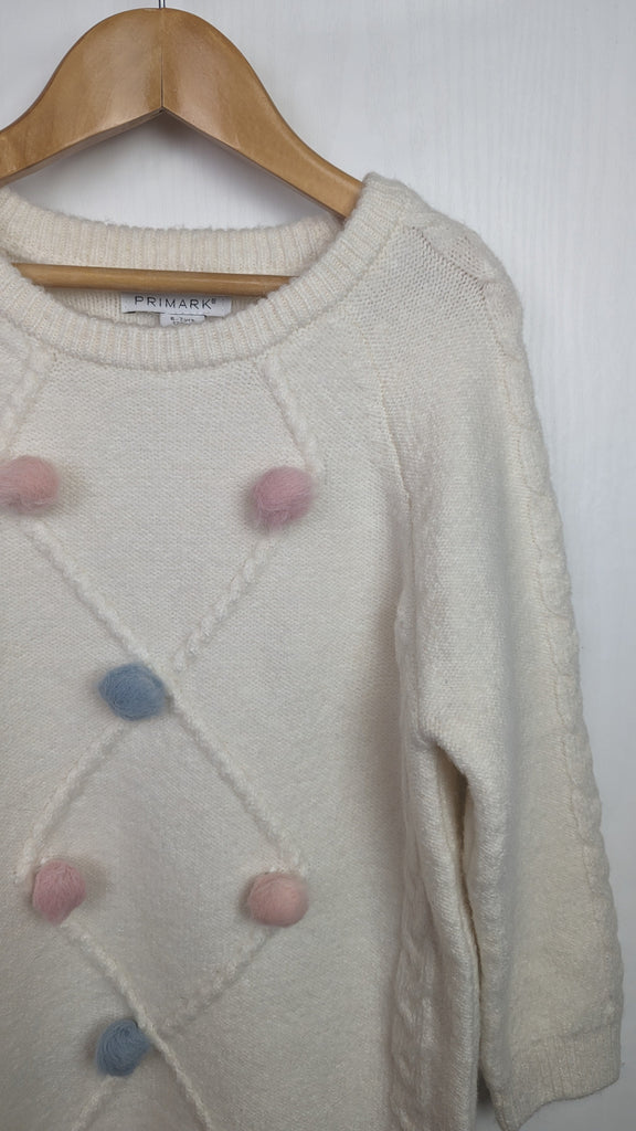 Primark Cream Pom Pom Jumper Dress - Girls 6-7 Years Primark Used, Preloved, Preworn & Second Hand Baby, Kids & Children's Clothing UK Online. Cheap affordable. Brands including Next, Joules, Nutmeg Morrisons, TU, F&F, H&M.