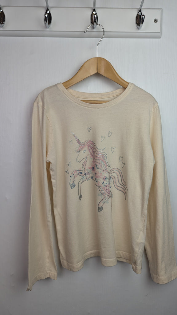 Primark Cream Unicorn Long Sleeve Top - Girls 7-8 Years Little Ones Preloved Used, Preloved, Preworn & Second Hand Baby, Kids & Children's Clothing UK Online. Cheap affordable. Brands including Next, Joules, Nutmeg Morrisons, TU, F&F, H&M.