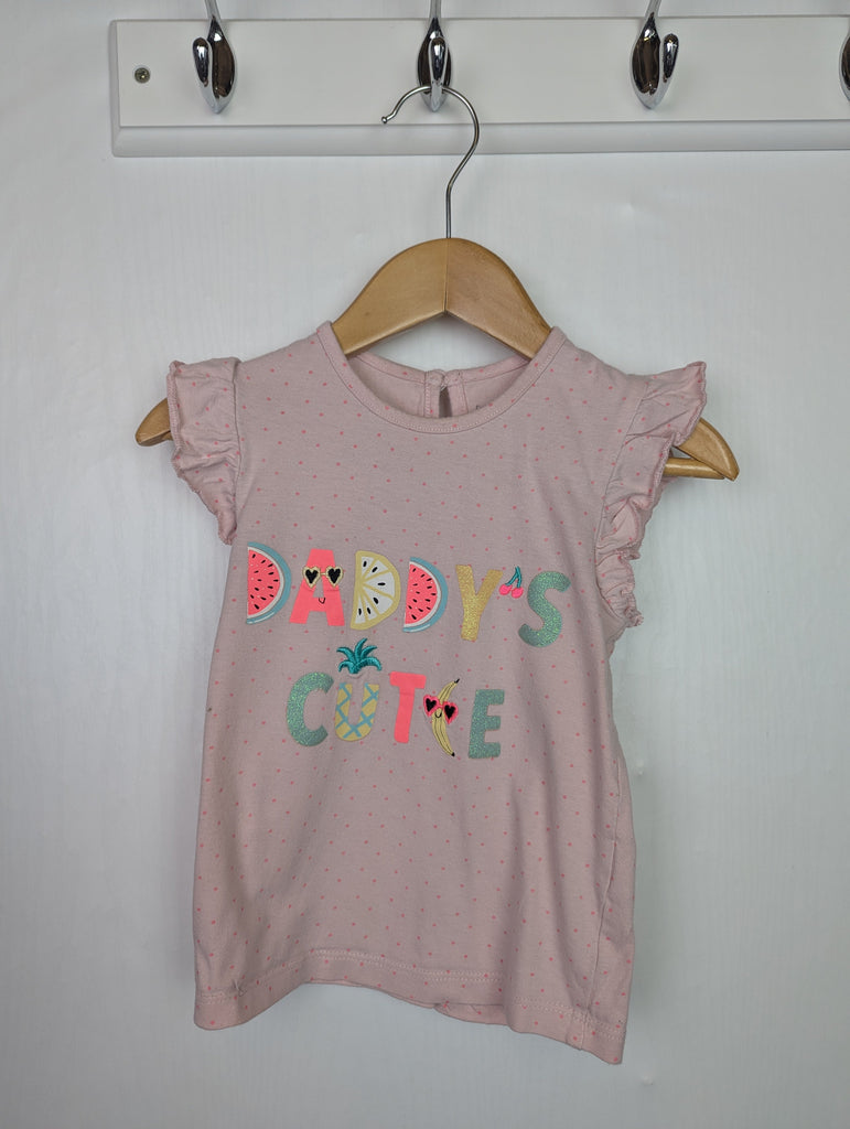 Primark 'Daddy's Cutie' Top - Girls 18-24 Months Little Ones Preloved Used, Preloved, Preworn Baby, Girls & Boys Clothes. Kids & Children's second hand Clothing UK Online. Cheap affordable. Brands including Next, Joules, Nutmeg Morrisons, TU, F&F, H&M.