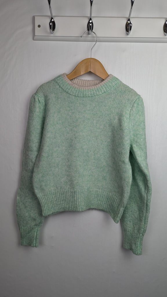 Primark Green Knit Jumper - Girls 7-8 Years Little Ones Preloved Used, Preloved, Preworn & Second Hand Baby, Kids & Children's Clothing UK Online. Cheap affordable. Brands including Next, Joules, Nutmeg Morrisons, TU, F&F, H&M.