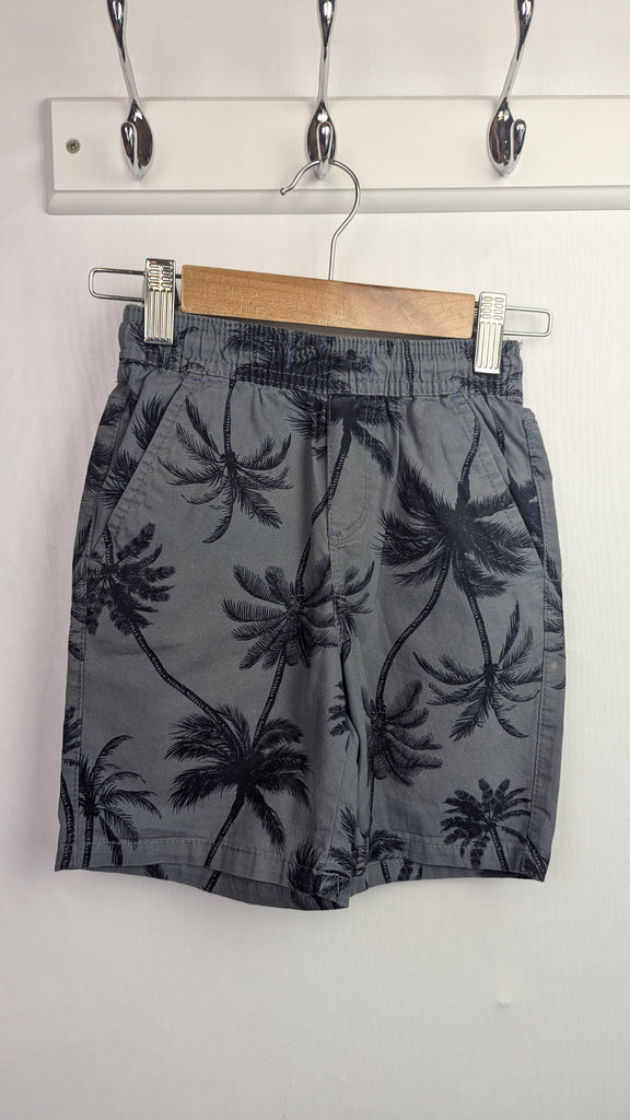 Primark Grey Palm Trees Shorts - Boys 3-4 Years Little Ones Preloved Used, Preloved, Preworn & Second Hand Baby, Kids & Children's Clothing UK Online. Cheap affordable. Brands including Next, Joules, Nutmeg Morrisons, TU, F&F, H&M.