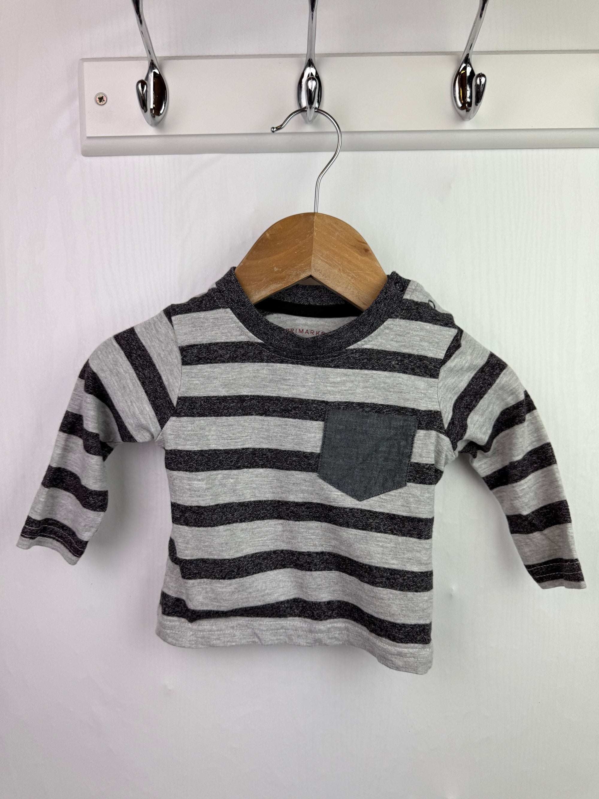 Primark Grey Striped Top - Boys 0 - 3 Months - Little Ones Preloved. Second Hand Children's & Preloved Baby, Kids, Girls & Boys Clothes. UK online