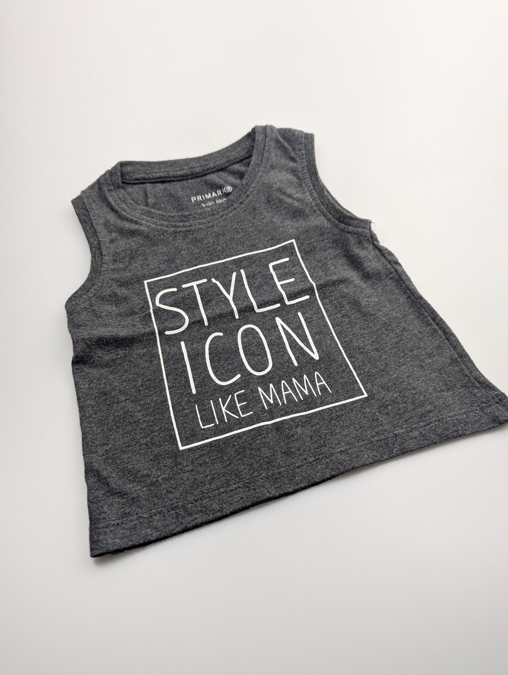 Primark Grey 'Style Icon Top' - Unisex 9 - 12 Months - Little Ones Preloved. Second Hand Children's & Preloved Baby, Kids, Girls & Boys Clothes. UK online