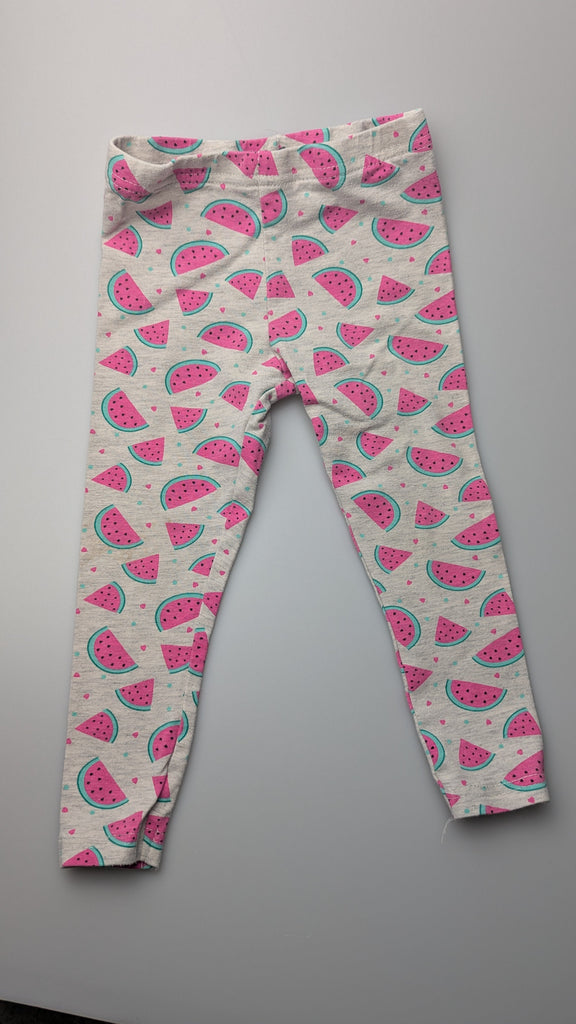 Primark Grey Watermelon Leggings - Girls 18-24 Months Little Ones Preloved Used, Preloved, Preworn Baby, Girls & Boys Clothes. Kids & Children's second hand Clothing UK Online. Cheap affordable. Brands including Next, Joules, Nutmeg Morrisons, TU, F&F, H&M.