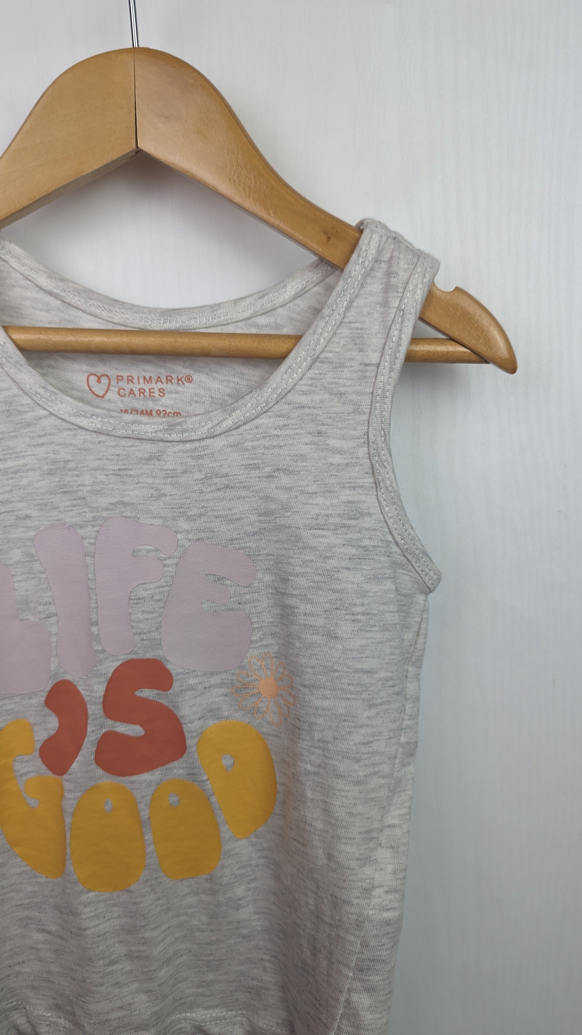 Primark Life is Good Vest Top - Girls 18 - 24 Months - Little Ones Preloved. Second Hand Children's & Preloved Baby, Kids, Girls & Boys Clothes. UK online