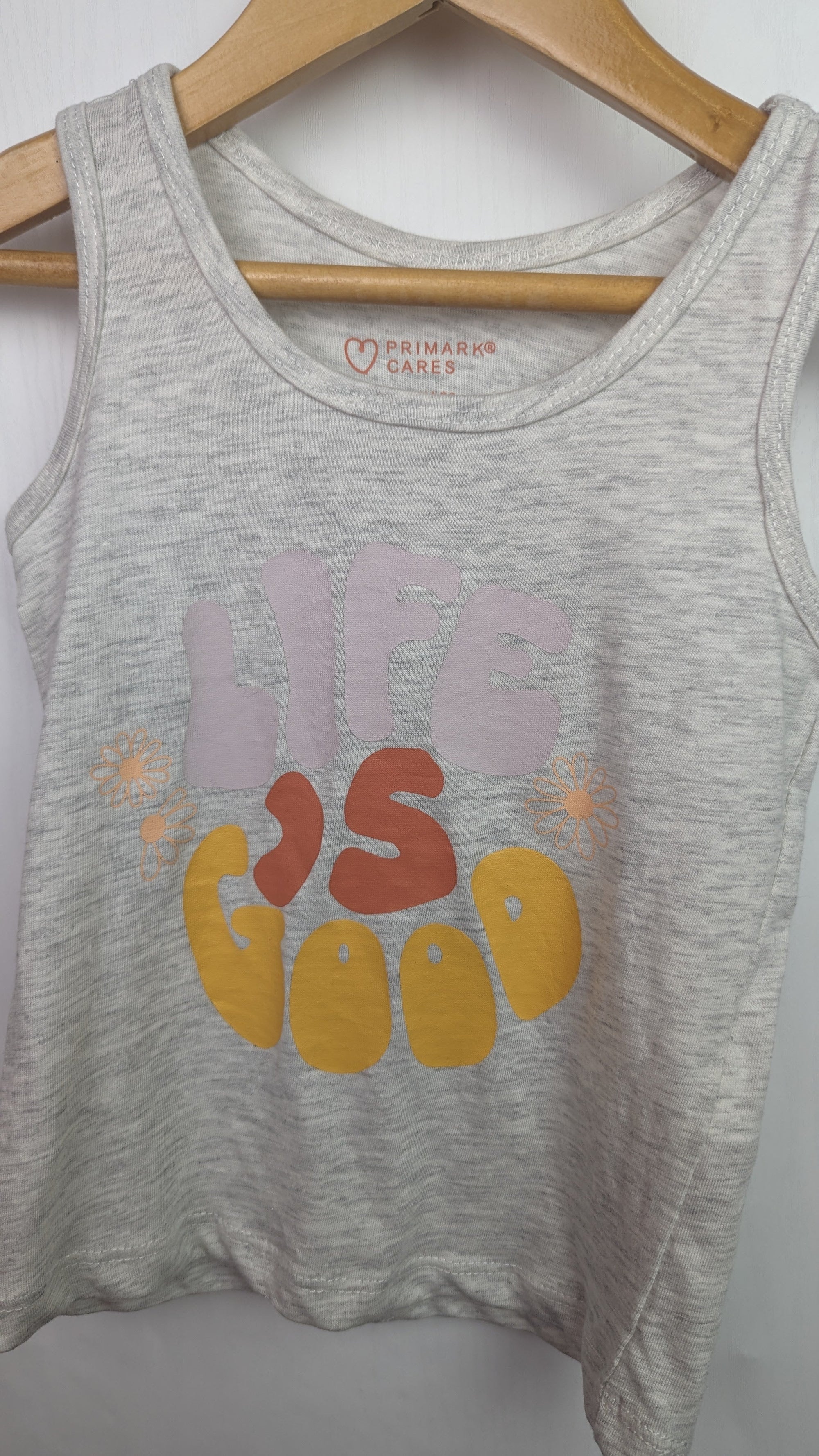 Primark Life is Good Vest Top - Girls 18 - 24 Months - Little Ones Preloved. Second Hand Children's & Preloved Baby, Kids, Girls & Boys Clothes. UK online