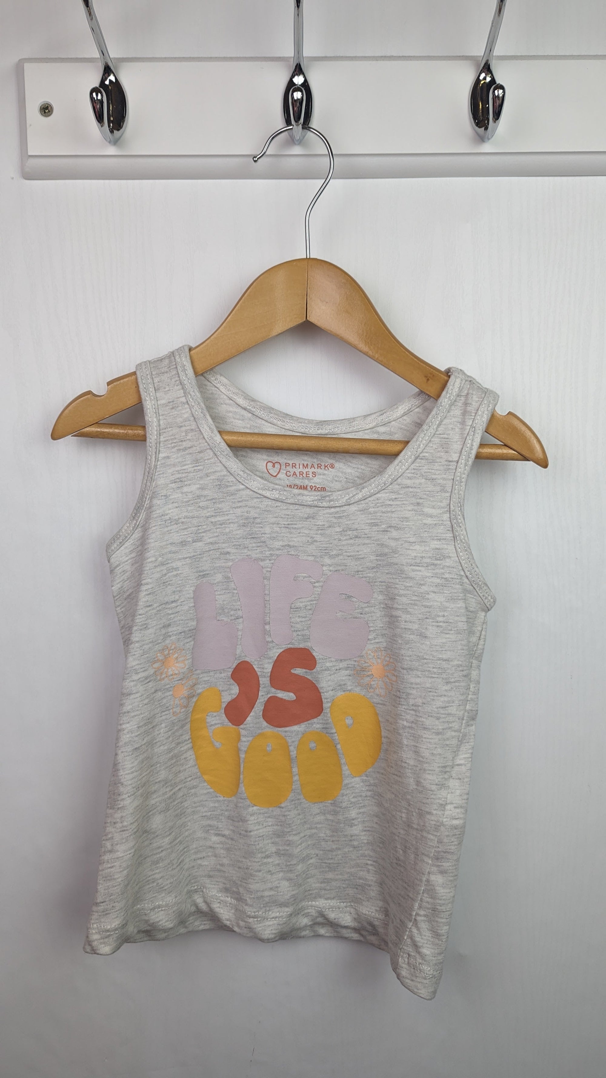 Primark Life is Good Vest Top - Girls 18 - 24 Months - Little Ones Preloved. Second Hand Children's & Preloved Baby, Kids, Girls & Boys Clothes. UK online