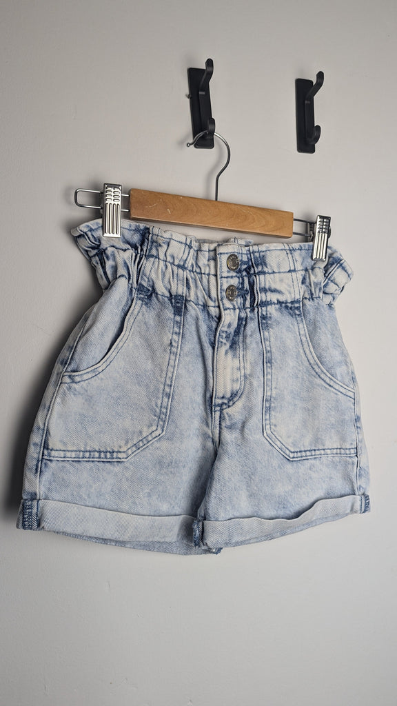 Primark Light Blue Paper Bag Shorts - Girls 7-8 Years Little Ones Preloved Used, Preloved, Preworn & Second Hand Baby, Kids & Children's Clothing UK Online. Cheap affordable. Brands including Next, Joules, Nutmeg Morrisons, TU, F&F, H&M.