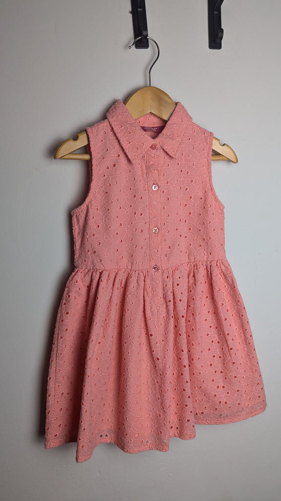 Primark Light Pink Eyelet Dress Girls 2 3 Years Little Ones Preloved