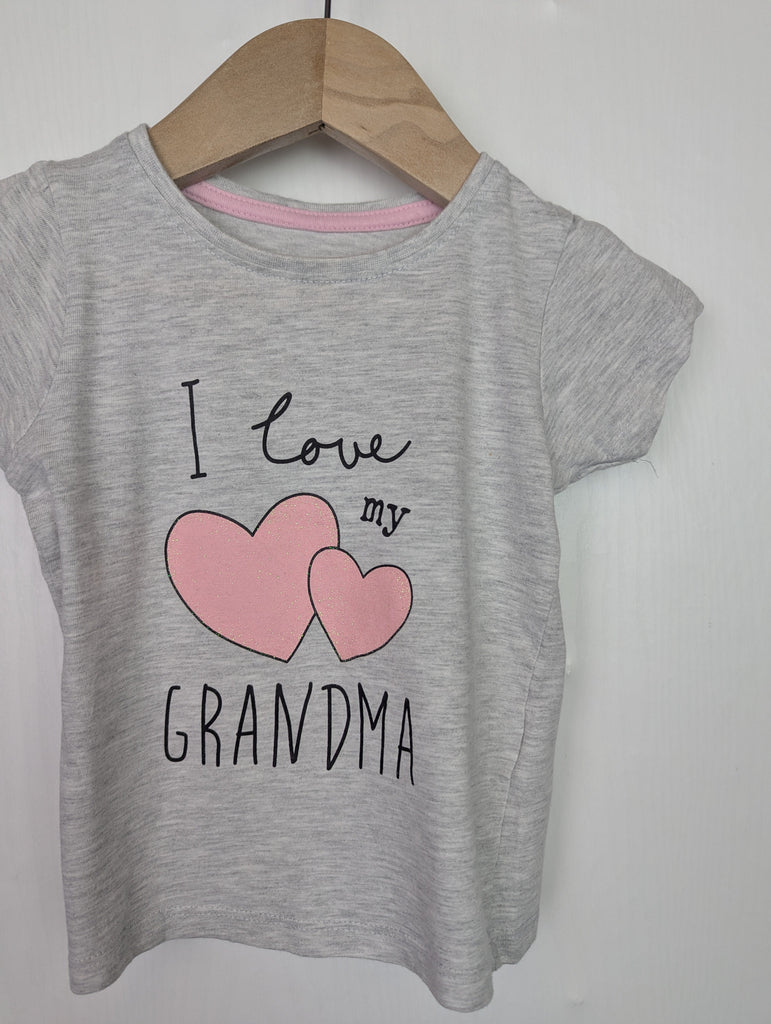 Primark Love Grandma Top - Girls 18-24 Months Little Ones Preloved Used, Preloved, Preworn Baby, Girls & Boys Clothes. Kids & Children's second hand Clothing UK Online. Cheap affordable. Brands including Next, Joules, Nutmeg Morrisons, TU, F&F, H&M.