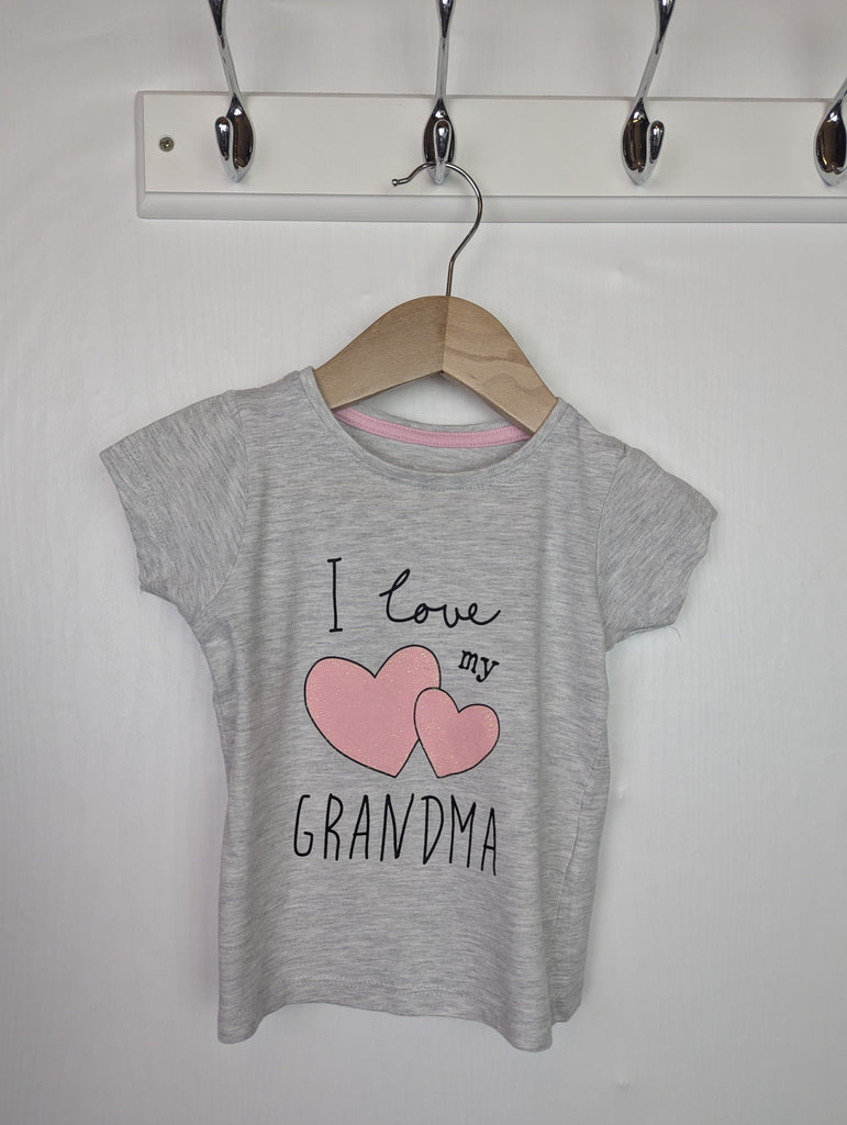 Primark Love Grandma Top - Girls 18-24 Months Little Ones Preloved Used, Preloved, Preworn Baby, Girls & Boys Clothes. Kids & Children's second hand Clothing UK Online. Cheap affordable. Brands including Next, Joules, Nutmeg Morrisons, TU, F&F, H&M.