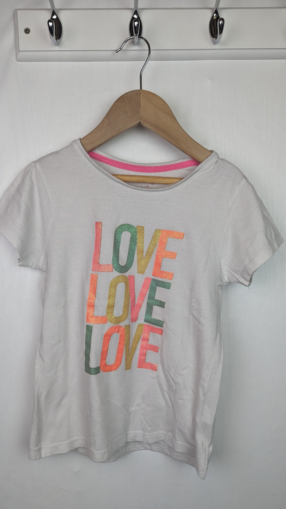 Primark Love Short Sleeve Top - Girls 7-8 Years Primark Used, Preloved, Preworn & Second Hand Baby, Kids & Children's Clothing UK Online. Cheap affordable. Brands including Next, Joules, Nutmeg Morrisons, TU, F&F, H&M.