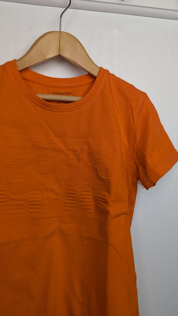 Primark Orange 'Epic' Short Sleeve Top - Boys 5-6 Years Little Ones Preloved Used, Preloved, Preworn & Second Hand Baby, Kids & Children's Clothing UK Online. Cheap affordable. Brands including Next, Joules, Nutmeg Morrisons, TU, F&F, H&M.