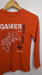 Primark Orange Gamer Top - Boys 10 - 11 Years - Little Ones Preloved. Second Hand Children's & Preloved Baby, Kids, Girls & Boys Clothes. UK online