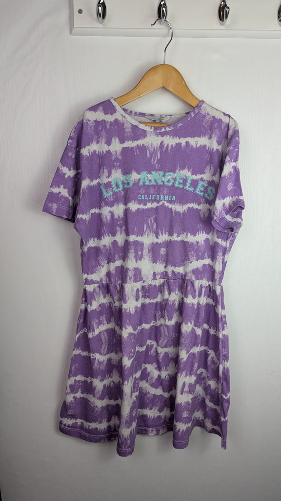 Primark Purple LA Tie Dye Dress - Girls 10-11 Years Little Ones Preloved Used, Preloved, Preworn Baby, Girls & Boys Clothes. Kids & Children's second hand Clothing UK Online. Cheap affordable. Brands including Next, Joules, Nutmeg Morrisons, TU, F&F, H&M.