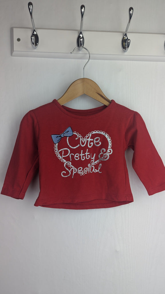 Primark Red Cute Pretty Special Top - Girls 3-6 Months Primark Used, Preloved, Preworn Baby, Girls & Boys Clothes. Kids & Children's second hand Clothing UK Online. Cheap affordable. Brands including Next, Joules, Nutmeg Morrisons, TU, F&F, H&M.