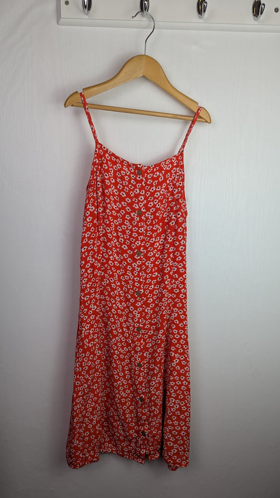 Primark Red Floral Button Dress - Girls 12-13 Years Little Ones Preloved Used, Preloved, Preworn Baby, Girls & Boys Clothes. Kids & Children's second hand Clothing UK Online. Cheap affordable. Brands including Next, Joules, Nutmeg Morrisons, TU, F&F, H&M.