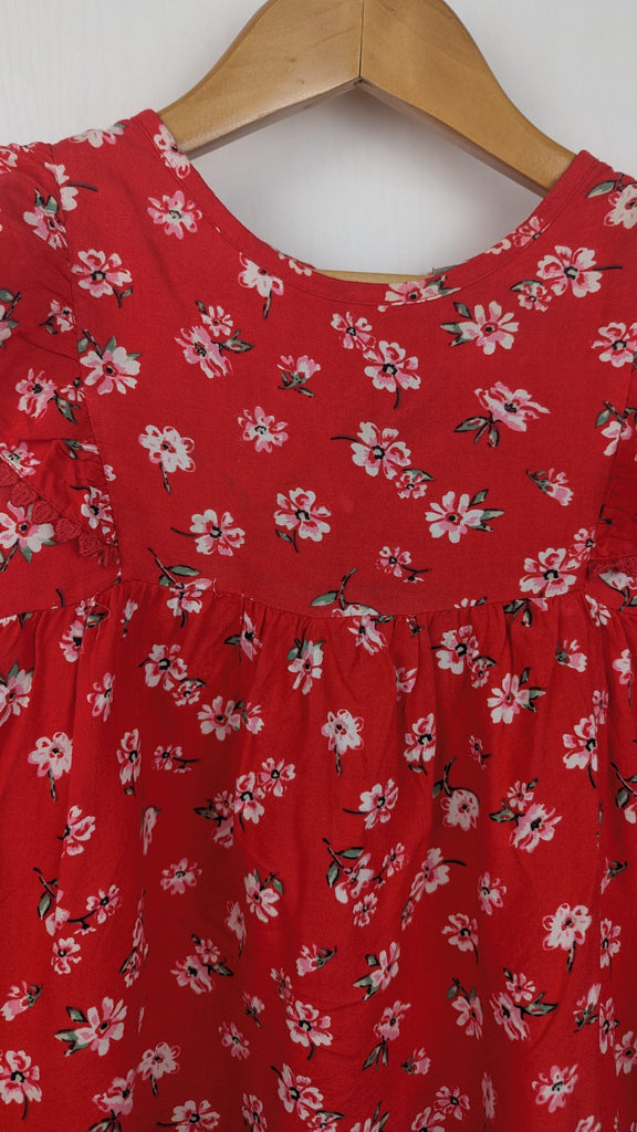 Primark Red Floral Sleeveless Top - Girls 5-6 Years Little Ones Preloved Used, Preloved, Preworn Baby, Girls & Boys Clothes. Kids & Children's second hand Clothing UK Online. Cheap affordable. Brands including Next, Joules, Nutmeg Morrisons, TU, F&F, H&M.