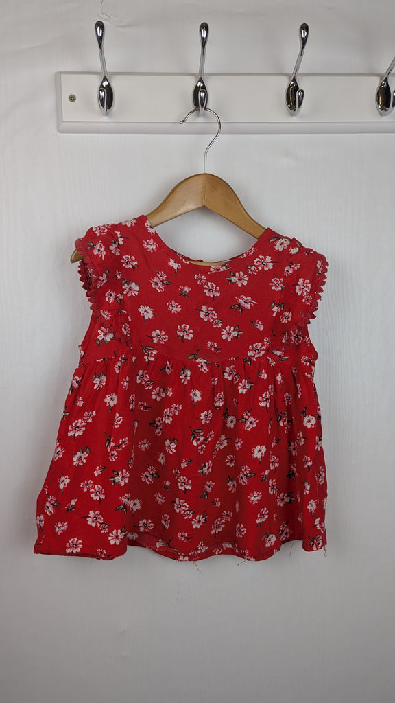 Primark Red Floral Sleeveless Top - Girls 5-6 Years Little Ones Preloved Used, Preloved, Preworn Baby, Girls & Boys Clothes. Kids & Children's second hand Clothing UK Online. Cheap affordable. Brands including Next, Joules, Nutmeg Morrisons, TU, F&F, H&M.