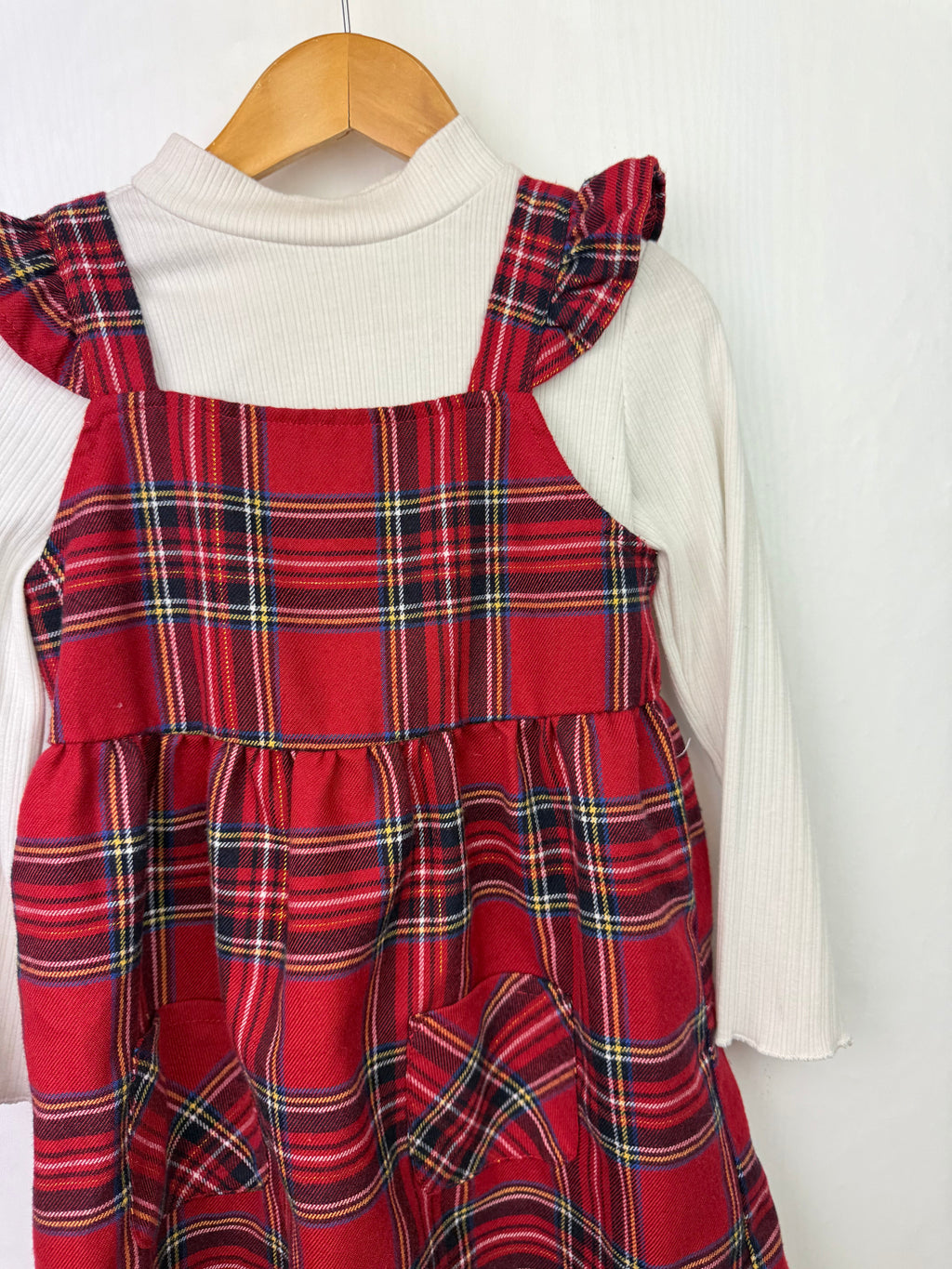 Primark Red Plaid Dress & Ribbed Top - Girls 3 - 4 Years - Little Ones Preloved. Second Hand Children's & Preloved Baby, Kids, Girls & Boys Clothes. UK online
