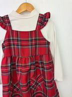 Primark Red Plaid Dress & Ribbed Top - Girls 3 - 4 Years - Little Ones Preloved. Second Hand Children's & Preloved Baby, Kids, Girls & Boys Clothes. UK online