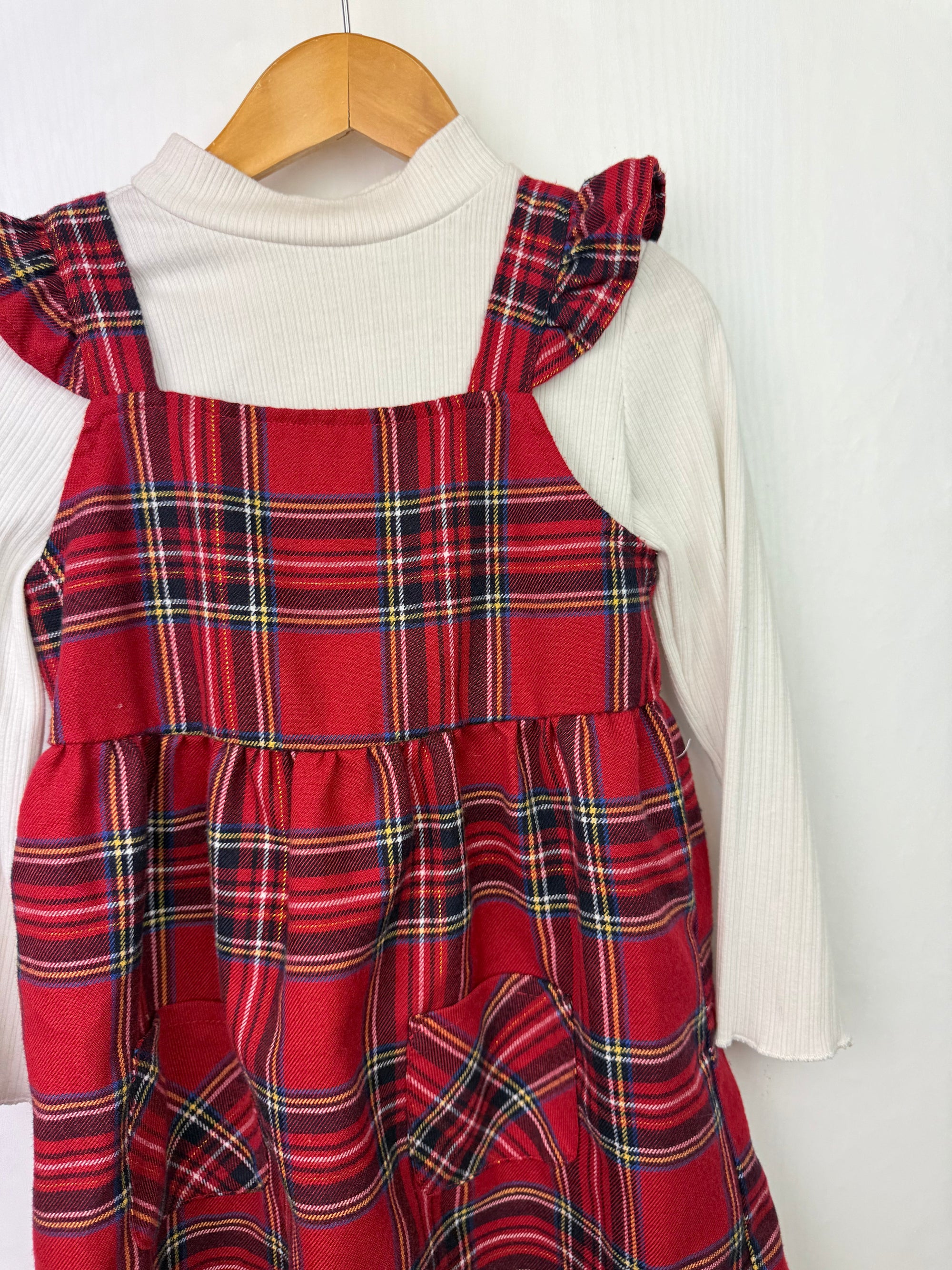 Primark Red Plaid Dress & Ribbed Top - Girls 3 - 4 Years - Little Ones Preloved. Second Hand Children's & Preloved Baby, Kids, Girls & Boys Clothes. UK online