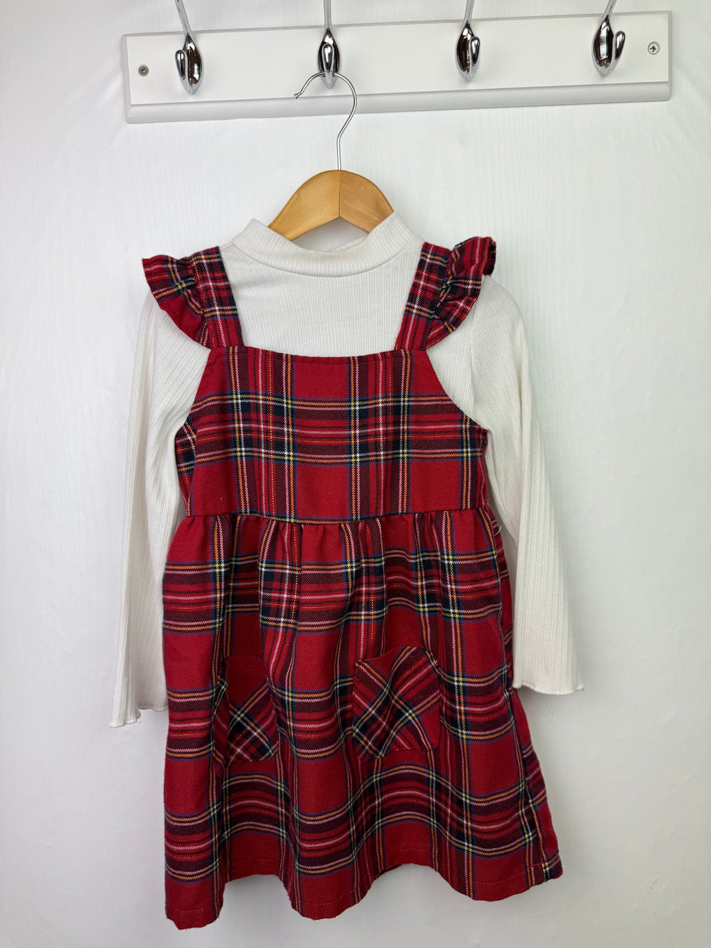 Primark Red Plaid Dress & Ribbed Top - Girls 3 - 4 Years - Little Ones Preloved. Second Hand Children's & Preloved Baby, Kids, Girls & Boys Clothes. UK online