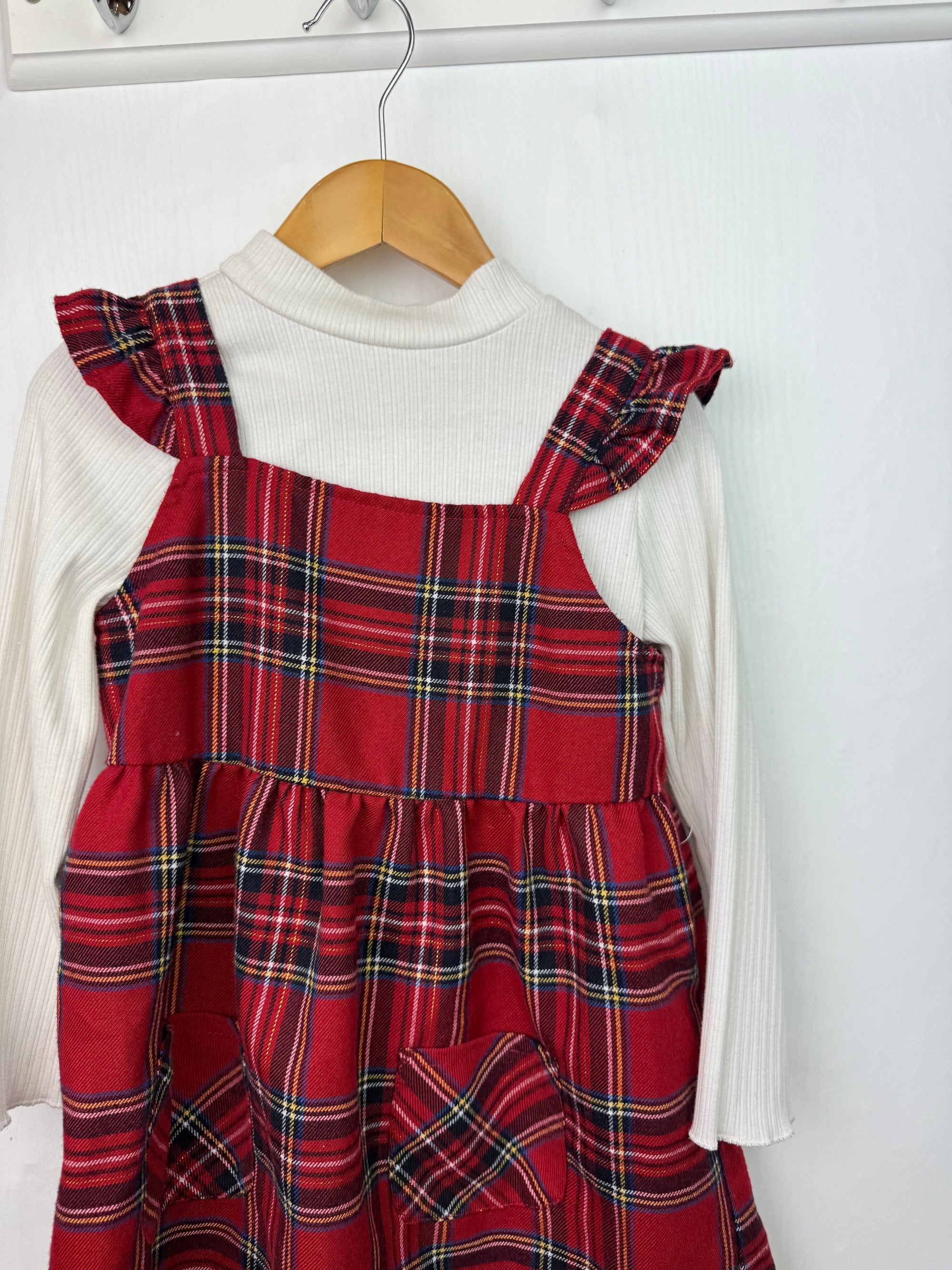 Primark Red Plaid Dress & Ribbed Top - Girls 3 - 4 Years - Little Ones Preloved. Second Hand Children's & Preloved Baby, Kids, Girls & Boys Clothes. UK online