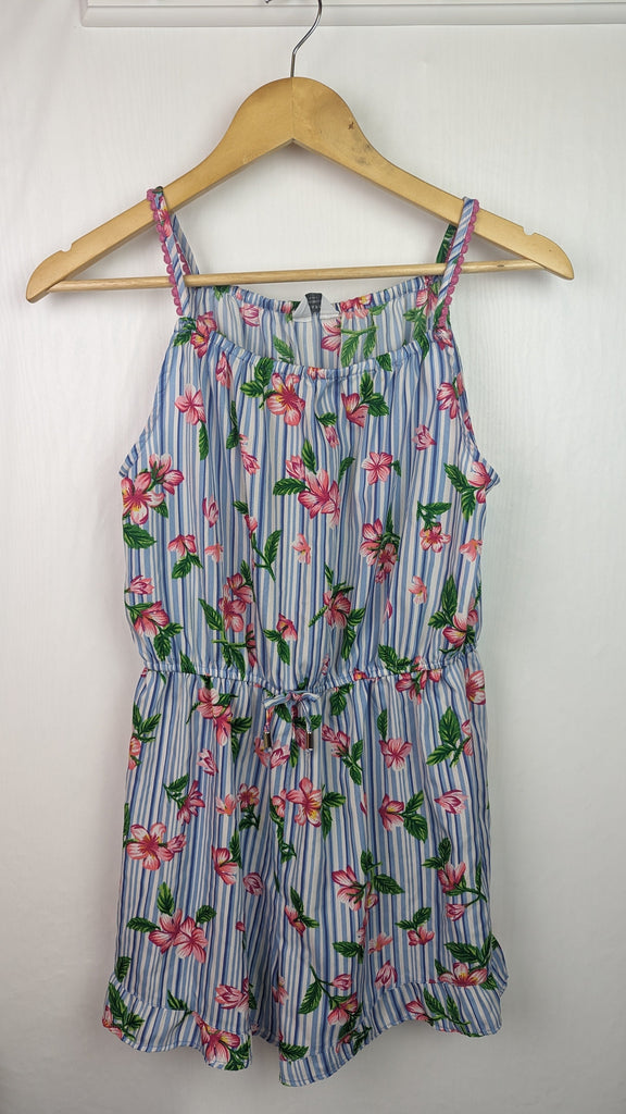 Primark Striped Floral Playsuit - Girls 13-14 Years Primark Used, Preloved, Preworn & Second Hand Baby, Kids & Children's Clothing UK Online. Cheap affordable. Brands including Next, Joules, Nutmeg Morrisons, TU, F&F, H&M.