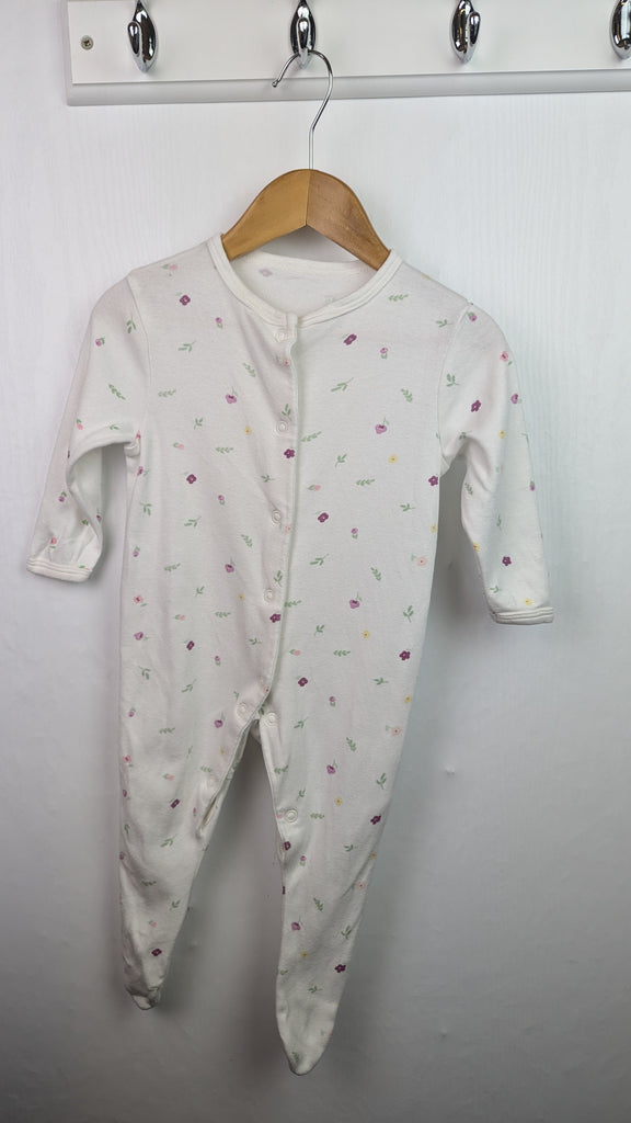 Primark White Floral Sleepsuit - Girls 3-6 Months Little Ones Preloved Used, Preloved, Preworn & Second Hand Baby, Kids & Children's Clothing UK Online. Cheap affordable. Brands including Next, Joules, Nutmeg Morrisons, TU, F&F, H&M.