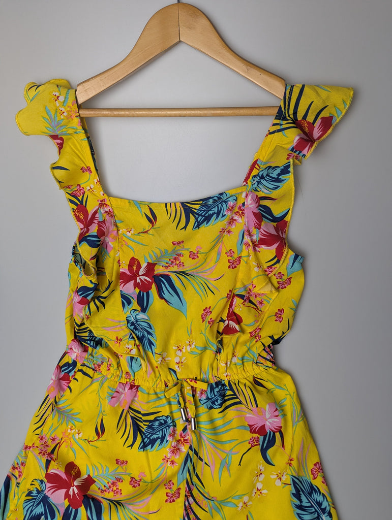 Primark Yellow Floral Playsuit - Girls 11-12 Years Little Ones Preloved Used, Preloved, Preworn Baby, Girls & Boys Clothes. Kids & Children's second hand Clothing UK Online. Cheap affordable. Brands including Next, Joules, Nutmeg Morrisons, TU, F&F, H&M.