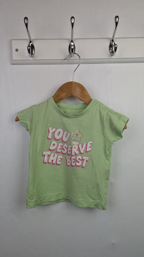 Primark 'You Deserve The Best' Top - Girls 3-6 Months Little Ones Preloved Used, Preloved, Preworn & Second Hand Baby, Kids & Children's Clothing UK Online. Cheap affordable. Brands including Next, Joules, Nutmeg Morrisons, TU, F&F, H&M.