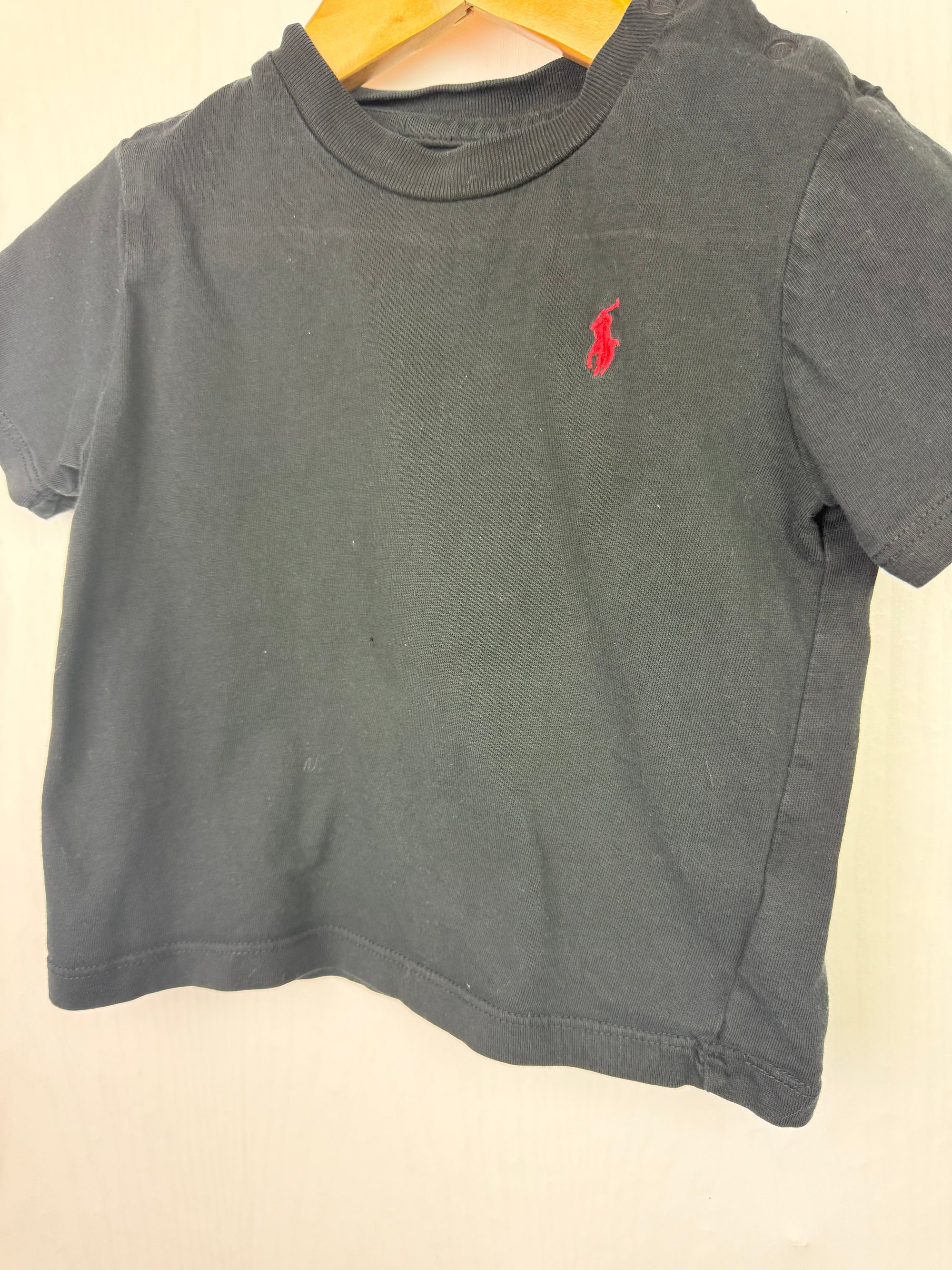 Ralph Lauren Black Short Sleeve Top - Boys 12 Months - Little Ones Preloved. Second Hand Children's & Preloved Baby, Kids, Girls & Boys Clothes. UK online