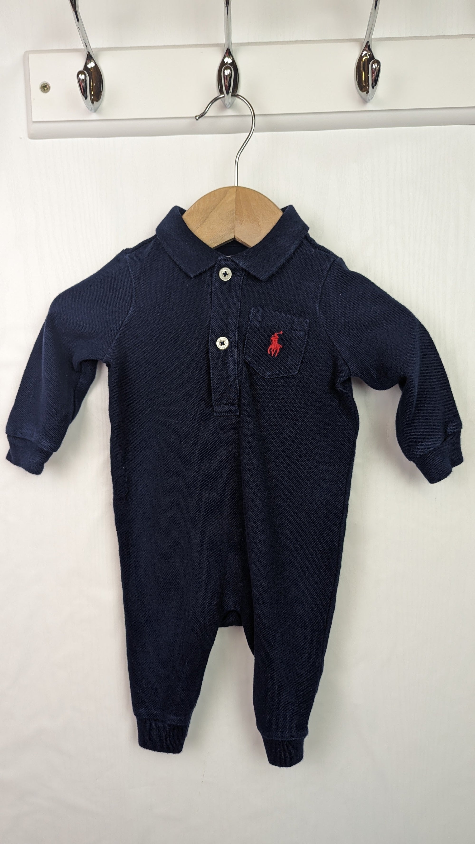 Ralph Lauren Navy Blue Romper - Boys 0 - 3 Months - Little Ones Preloved. Second Hand Children's & Preloved Baby, Kids, Girls & Boys Clothes. UK online