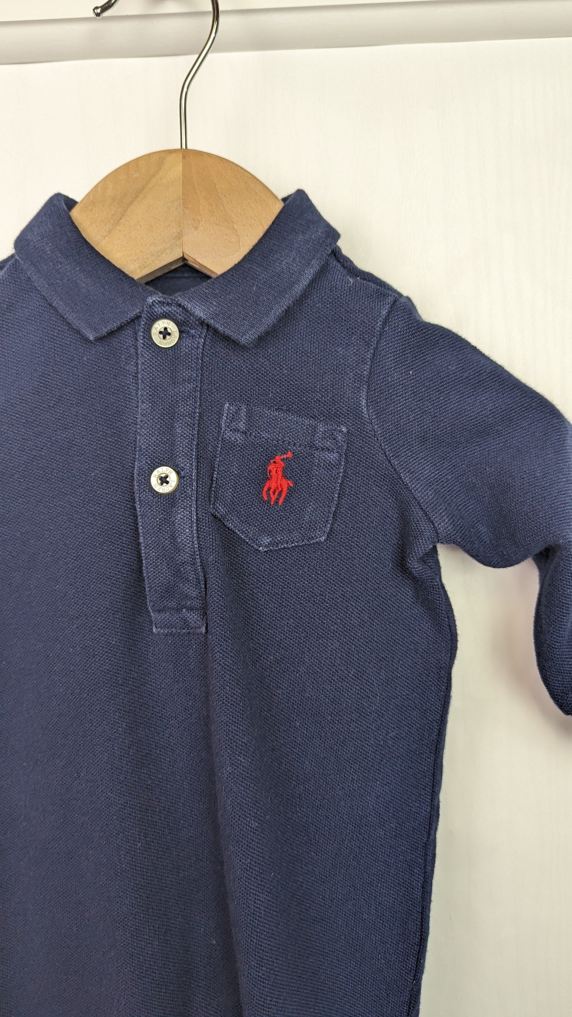 Ralph Lauren Navy Blue Romper - Boys 0 - 3 Months - Little Ones Preloved. Second Hand Children's & Preloved Baby, Kids, Girls & Boys Clothes. UK online