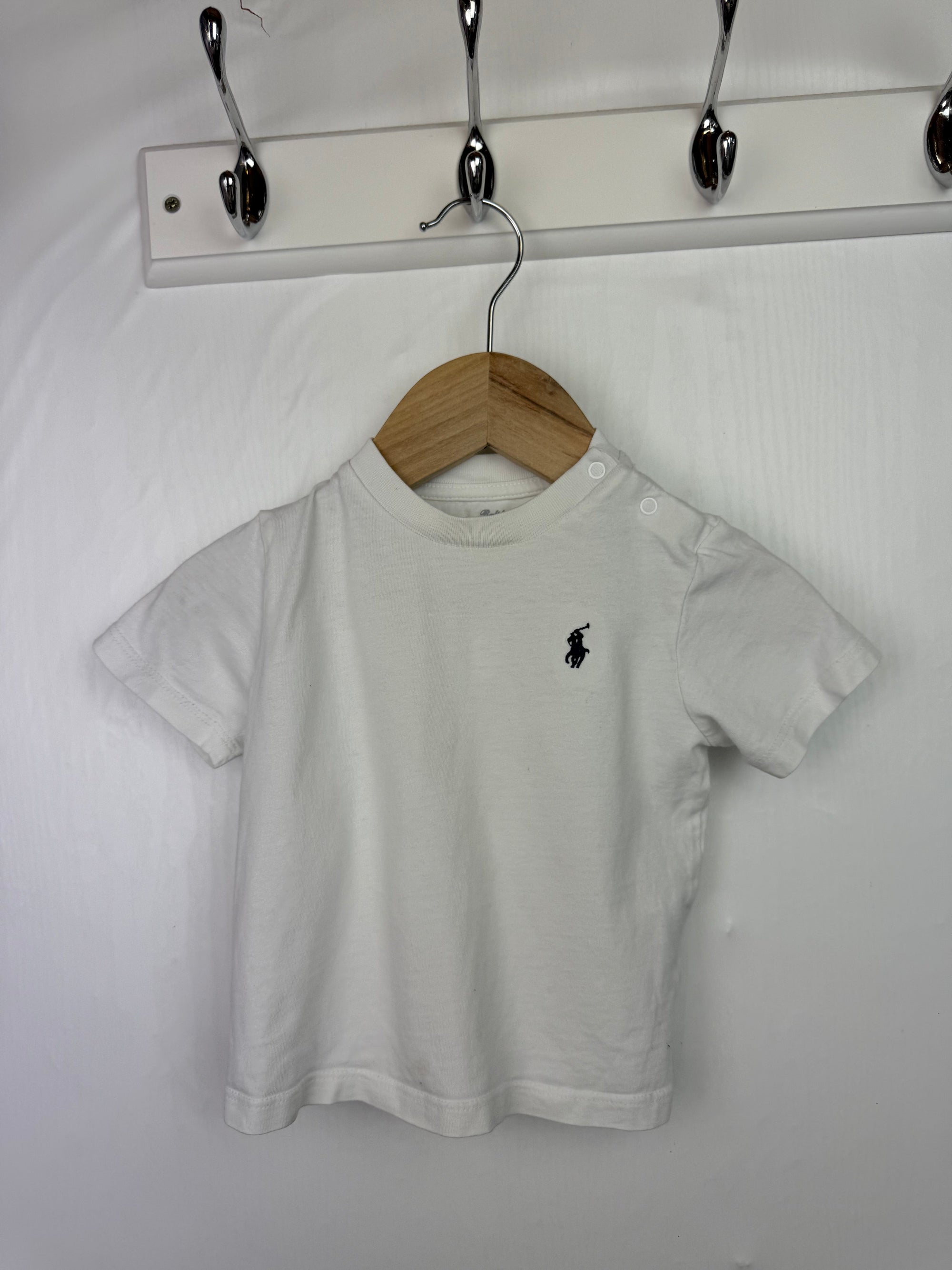 Ralph Lauren White Short Sleeve Top - Boys 9 Months - Little Ones Preloved. Second Hand Children's & Preloved Baby, Kids, Girls & Boys Clothes. UK online