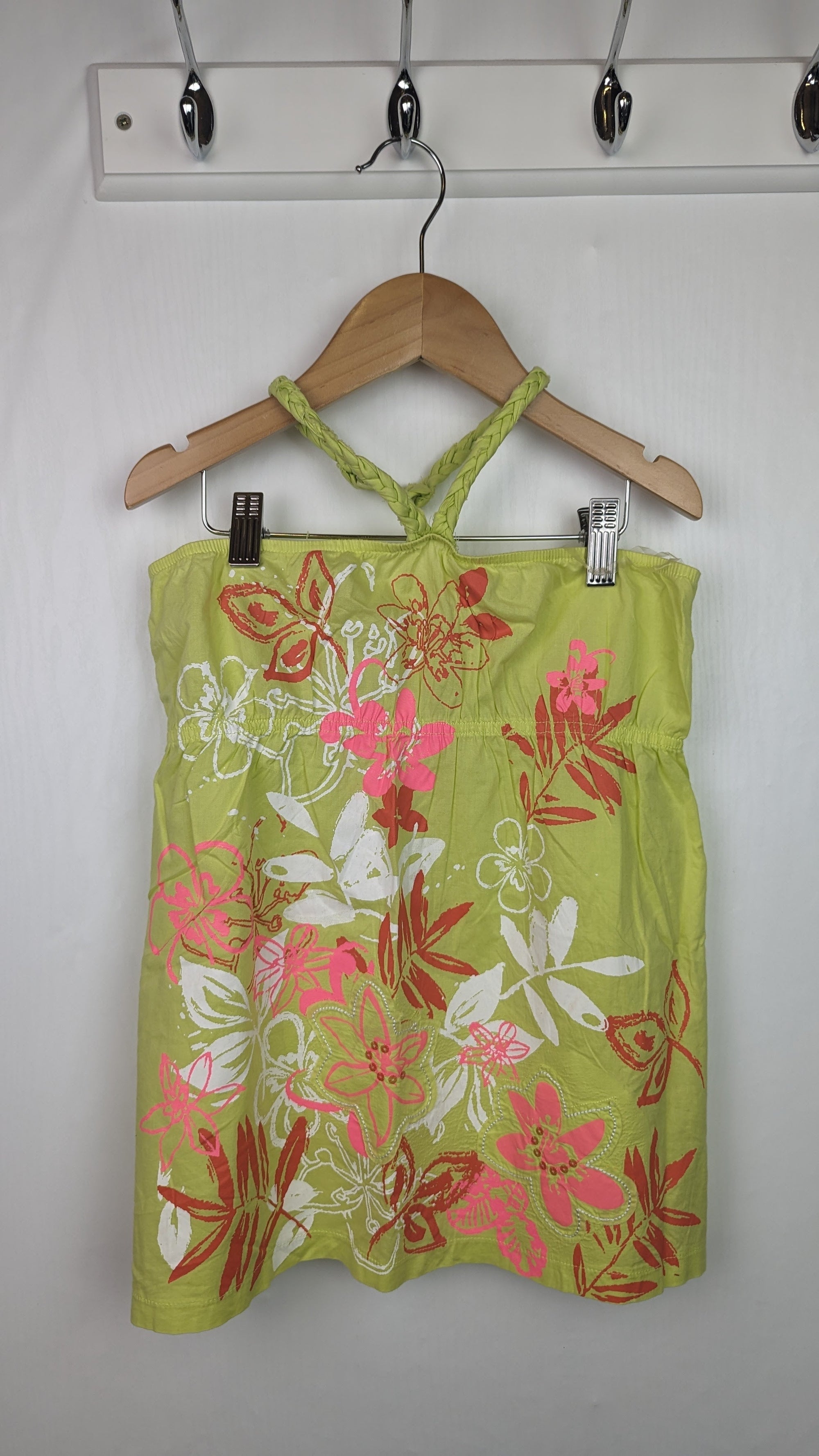 Retro M&S Lime Floral Halterneck Top - Girls 12 Years - Little Ones Preloved. Second Hand Children's & Preloved Baby, Kids, Girls & Boys Clothes. UK online