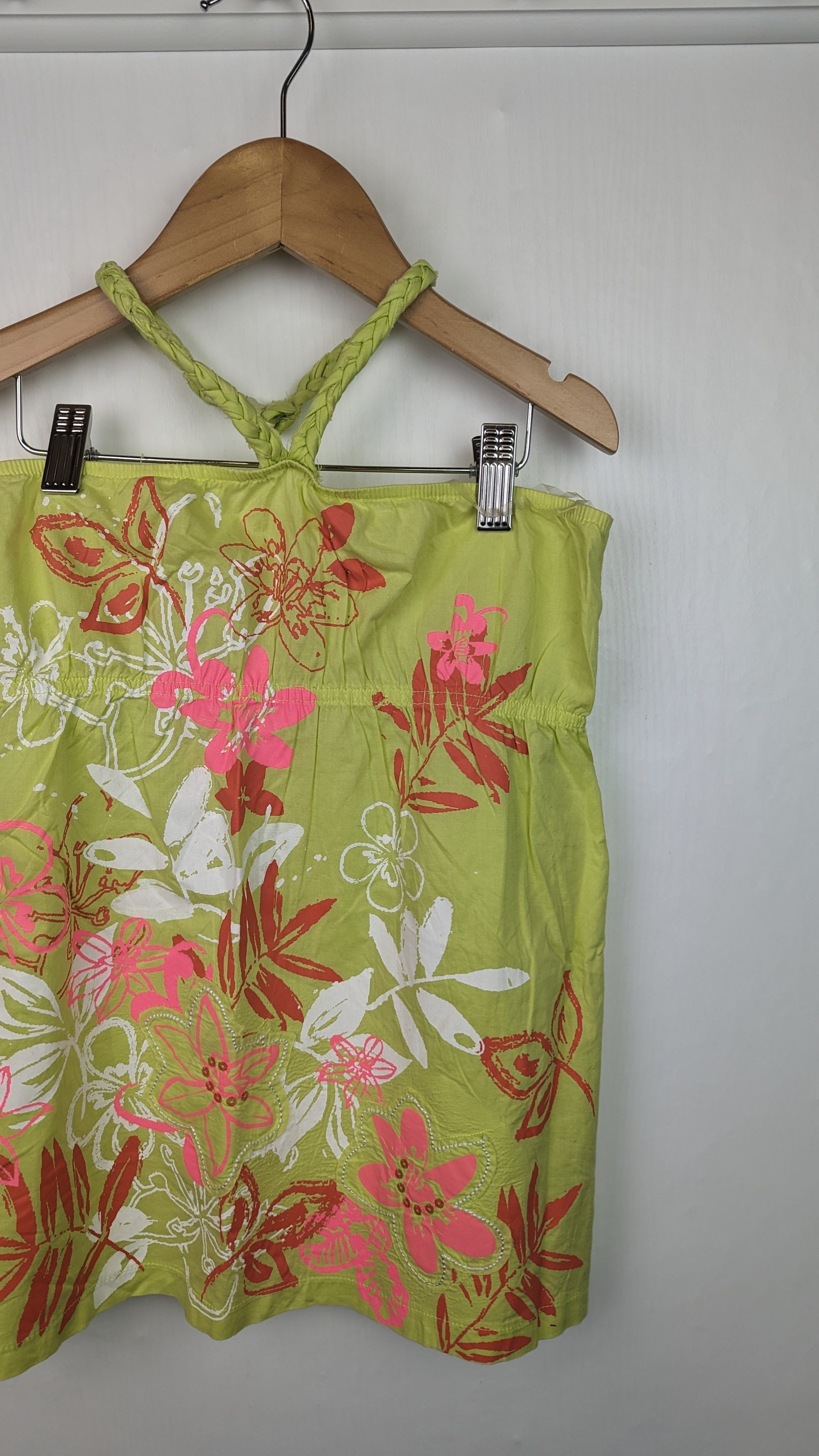 Retro M&S Lime Floral Halterneck Top - Girls 12 Years - Little Ones Preloved. Second Hand Children's & Preloved Baby, Kids, Girls & Boys Clothes. UK online